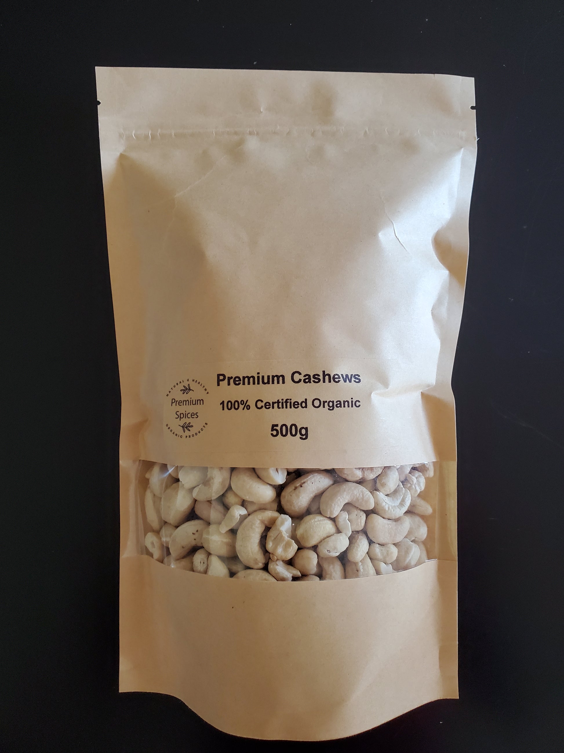 Cashew Nuts NZ | 100% Organic | BEST PRICE & Best QUALITY|, showing 500g bag