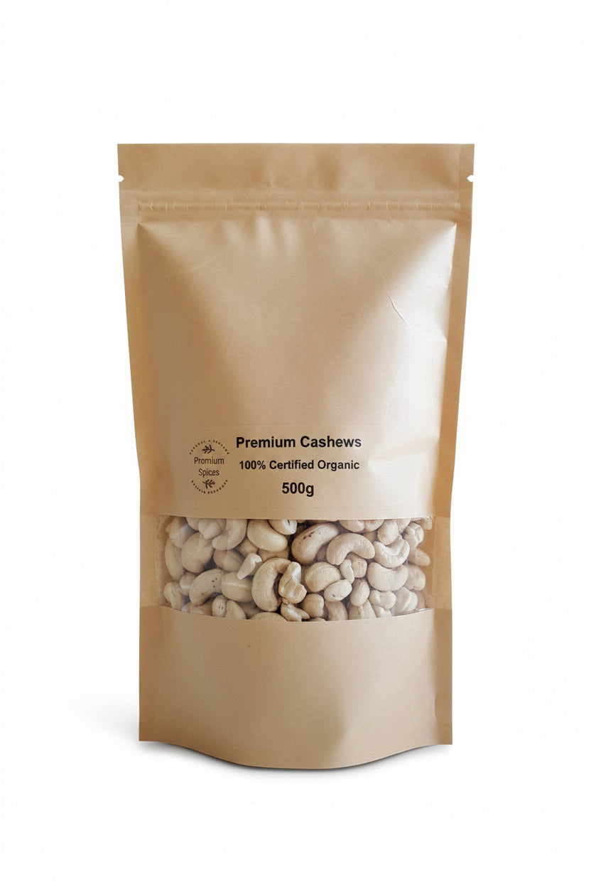 Cashew Nuts NZ | 100% Organic | BEST PRICE & Best QUALITY|, showing 500g bag