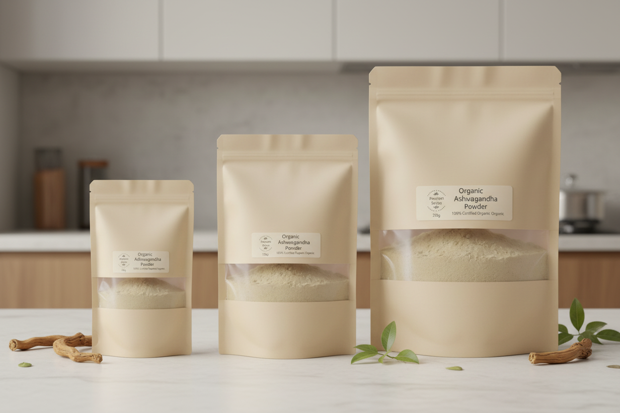 Premium Organic Ashwagandha Powder - 100% Certified Organic - Close Up View