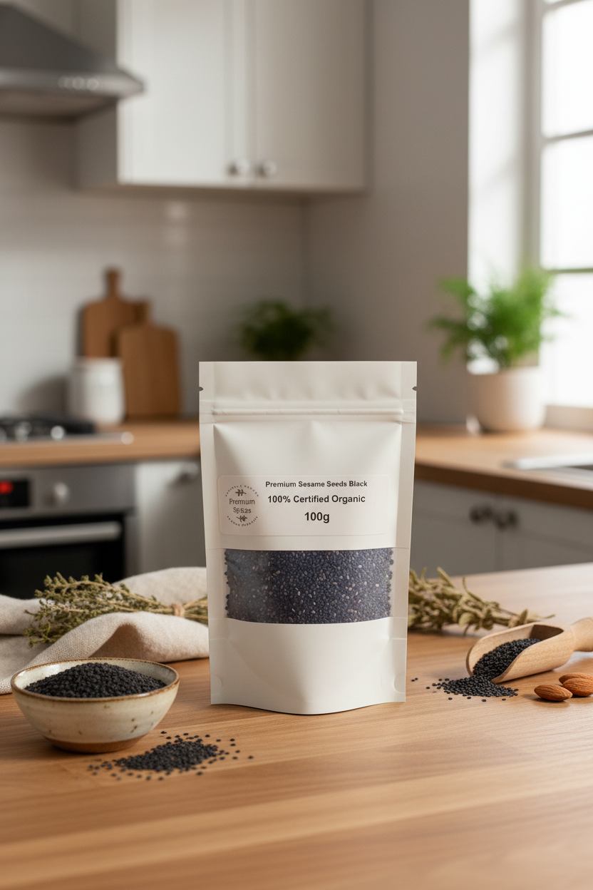 Premium Organic Sesame Seeds Black - 100% Certified Organic - Lifestyle Shot