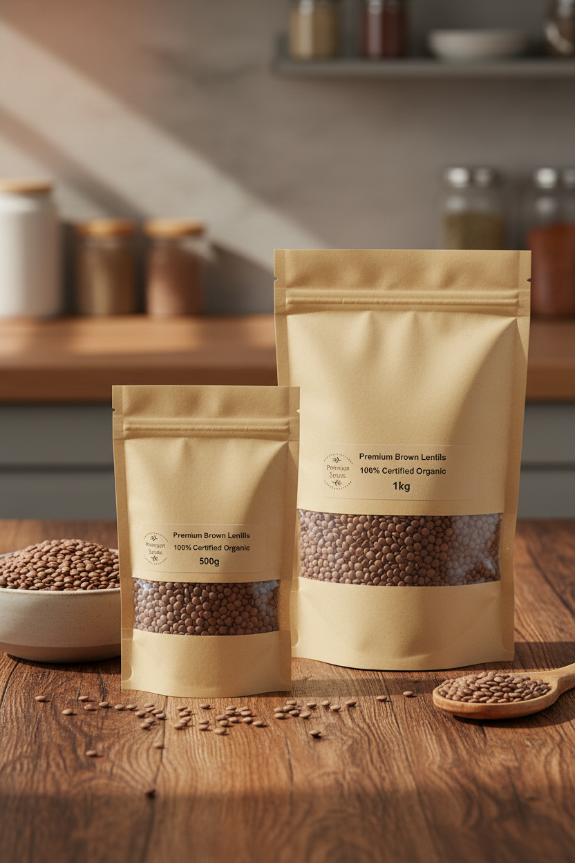 Premium Organic Brown Lentils - 100% Certified Organic - Lifestyle Shot