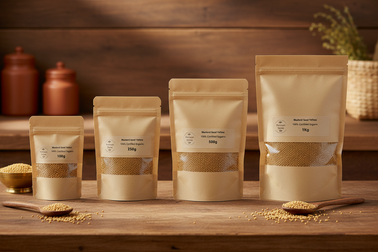 Premium Organic Mustard Seeds Yellow - 100% Certified Organic - Lifestyle Shot